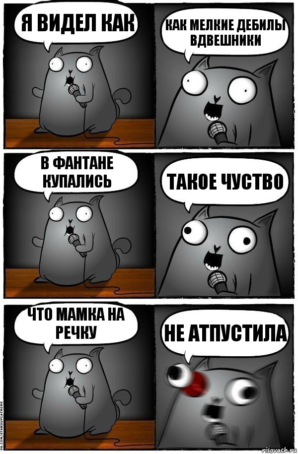 я видел как как мелкие дебилы вдвешники в фантане купались такое чуство что мамка на речку не атпустила, Комикс  Стендап-кот