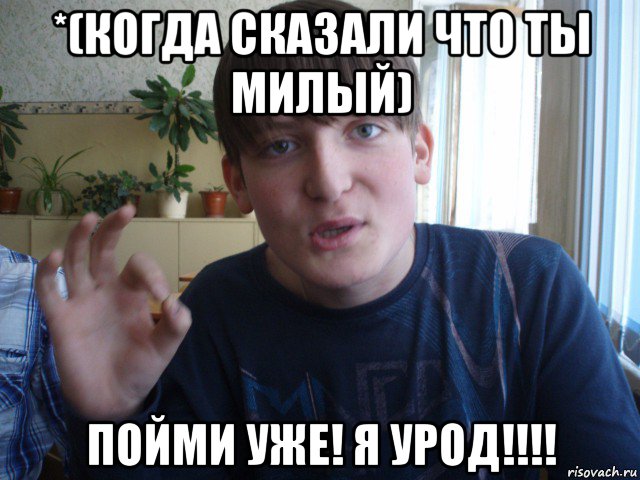 *(когда сказали что ты милый) пойми уже! я урод!!!!, Мем stevaner