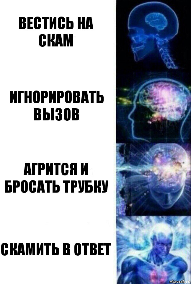 Вестись на скам Игнорировать вызов Агрится и бросать трубку Скамить в ответ, Комикс  Сверхразум