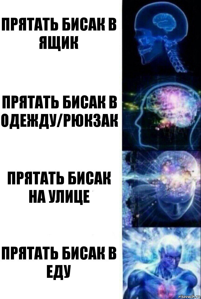 прятать бисак в ящик прятать бисак в одежду/рюкзак прятать бисак на улице прятать бисак в еду, Комикс  Сверхразум