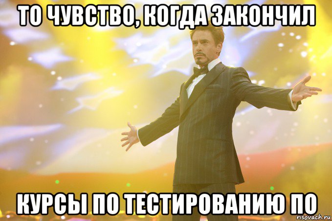 то чувство, когда закончил курсы по тестированию по, Мем Тони Старк (Роберт Дауни младший)