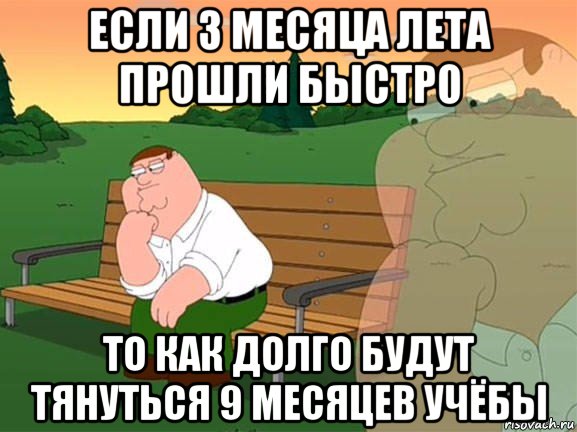 если 3 месяца лета прошли быстро то как долго будут тянуться 9 месяцев учёбы, Мем Задумчивый Гриффин