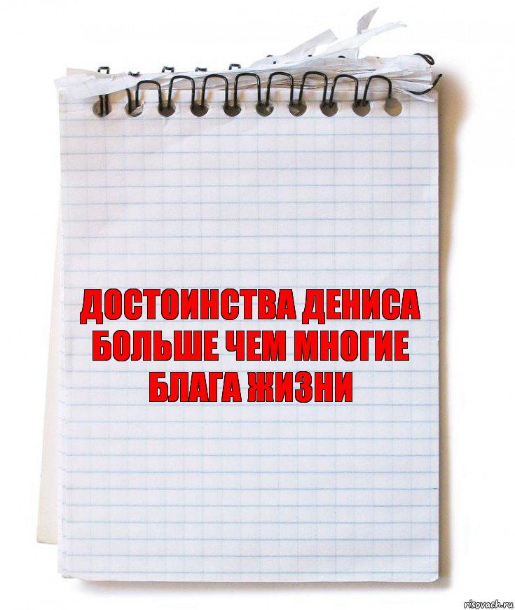 Достоинства Дениса больше чем многие блага жизни, Комикс   блокнот с пружинкой