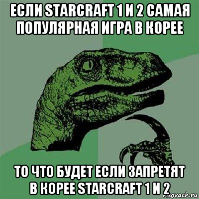 если starcraft 1 и 2 самая популярная игра в корее то что будет если запретят в корее starcraft 1 и 2, Мем Филосораптор