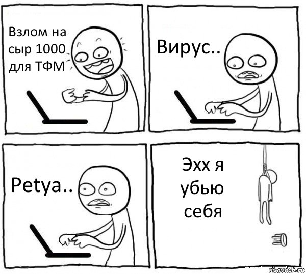 Взлом на сыр 1000 для ТФМ Вирус.. Petya.. Эхх я убью себя, Комикс интернет убивает