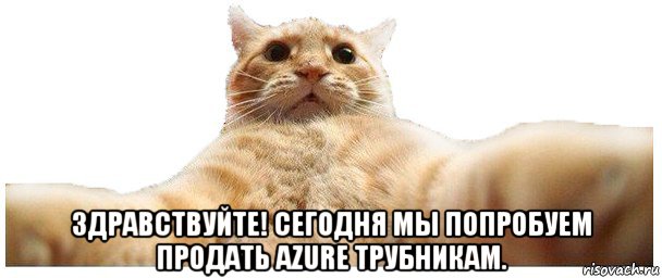  здравствуйте! сегодня мы попробуем продать azure трубникам., Мем   Кэтсвилл