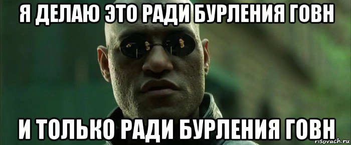 я делаю это ради бурления говн и только ради бурления говн, Мем  морфеус