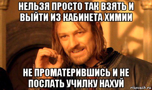 нельзя просто так взять и выйти из кабинета химии не проматерившись и не послать училку нахуй, Мем Нельзя просто так взять и (Боромир мем)