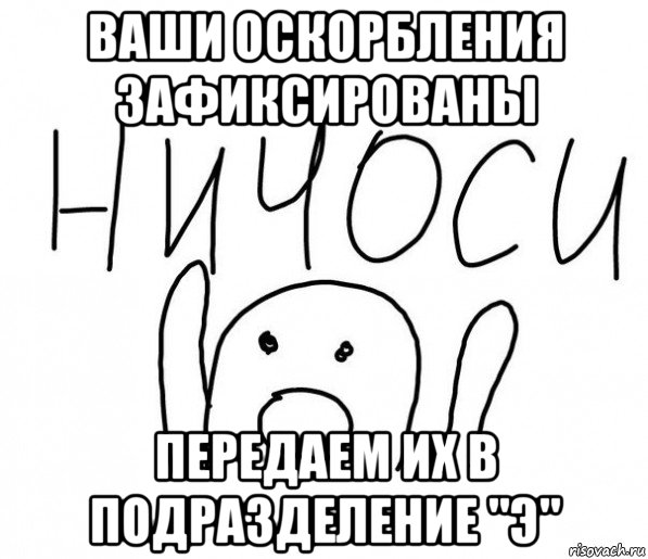 ваши оскорбления зафиксированы передаем их в подразделение "э", Мем  Ничоси