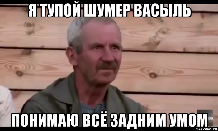 я тупой шумер васыль понимаю всё задним умом, Мем  Охуевающий дед