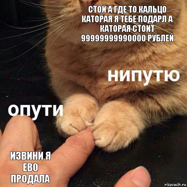 стой а где то кальцо каторая я тебе подарл а каторая стоит 99999999990000 рублей извини я ево продала, Комикс Опути нипутю