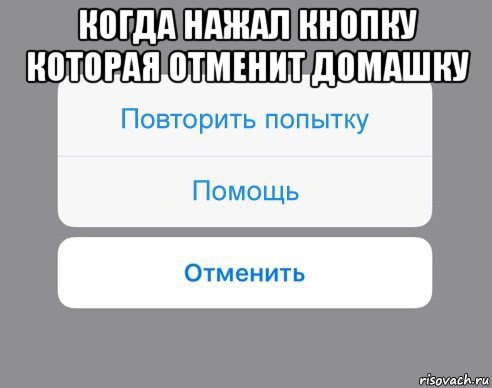 когда нажал кнопку которая отменит домашку , Мем Отменить Помощь Повторить попытку