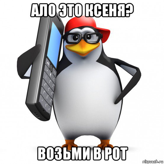 ало это ксеня? возьми в рот, Мем   Пингвин звонит