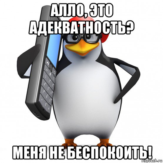 алло, это адекватность? меня не беспокоить!, Мем   Пингвин звонит