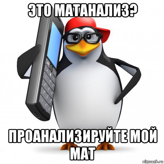 это матанализ? проанализируйте мой мат, Мем   Пингвин звонит