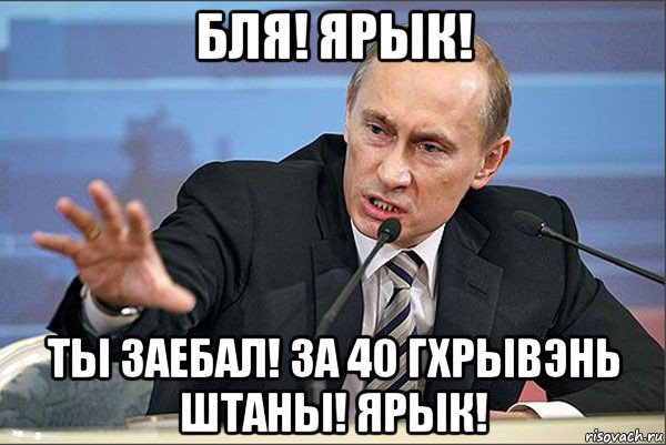 бля! ярык! ты заебал! за 40 гхрывэнь штаны! ярык!, Мем Путин