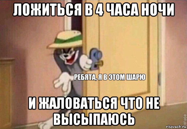 ложиться в 4 часа ночи и жаловаться что не высыпаюсь, Мем    Ребята я в этом шарю