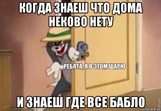 когда знаеш что дома неково нету и знаеш где все бабло, Мем    Ребята я в этом шарю