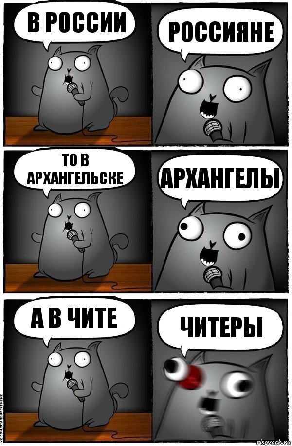 В России Россияне То в Архангельске Архангелы А в чите Читеры, Комикс  Стендап-кот