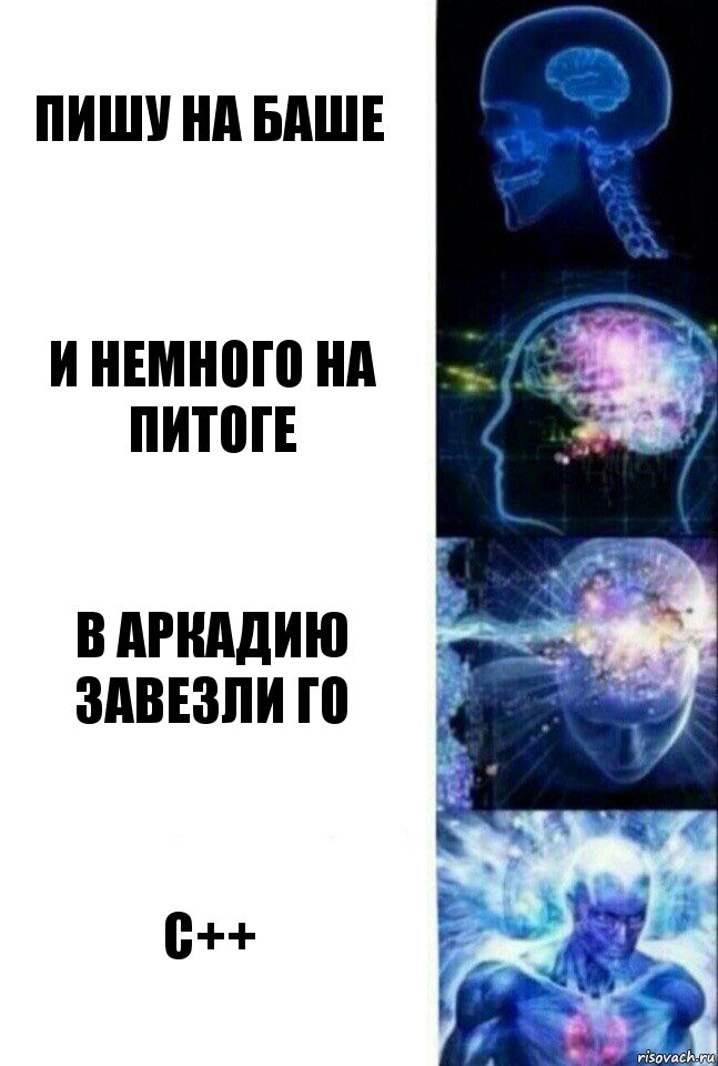 Пишу на Баше И немного на Питоге В Аркадию завезли Го С++, Комикс  Сверхразум