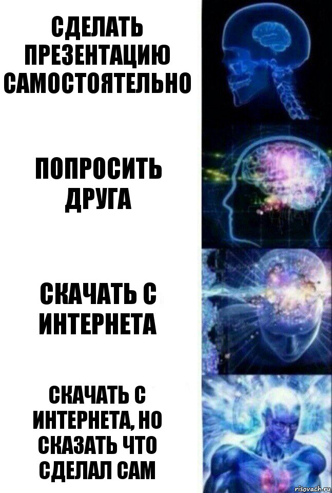 Сделать презентацию самостоятельно Попросить друга Скачать с интернета Скачать с интернета, но сказать что сделал сам, Комикс  Сверхразум