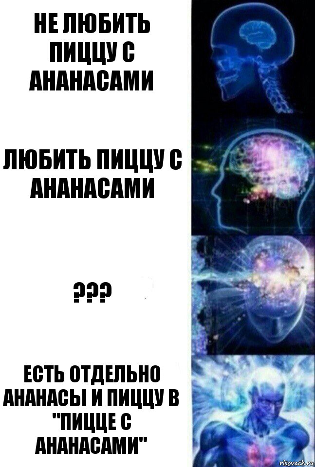 Не любить пиццу с ананасами Любить пиццу с ананасами ??? Есть отдельно ананасы и пиццу в "пицце с ананасами", Комикс  Сверхразум