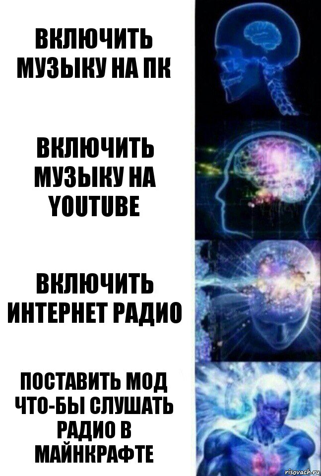 Включить музыку на пк Включить музыку на youtube Включить интернет радио Поставить мод что-бы слушать радио в майнкрафте, Комикс  Сверхразум