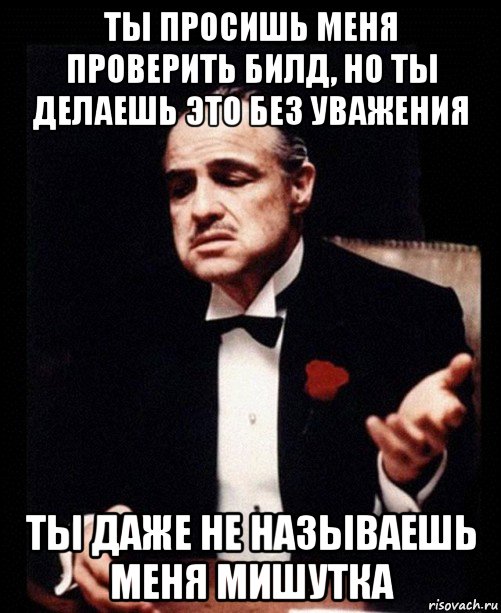 ты просишь меня проверить билд, но ты делаешь это без уважения ты даже не называешь меня мишутка, Мем ты делаешь это без уважения