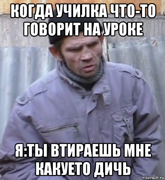 когда училка что-то говорит на уроке я:ты втираешь мне какуето дичь, Мем  Ты втираешь мне какую то дичь