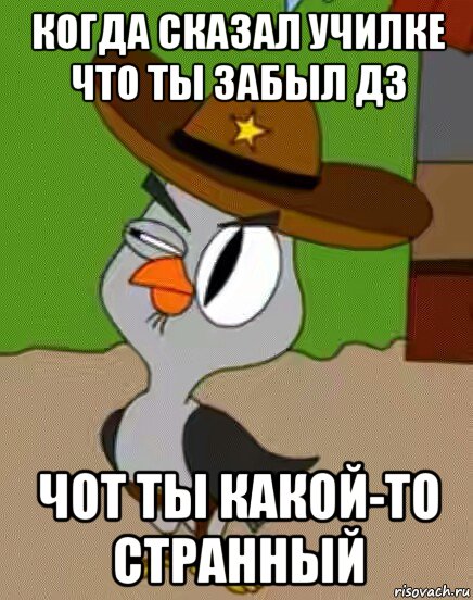 когда сказал училке что ты забыл дз чот ты какой-то странный, Мем    Упоротая сова