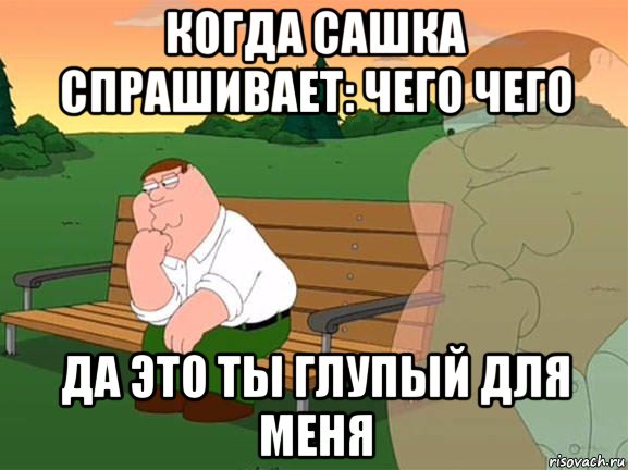 когда сашка спрашивает: чего чего да это ты глупый для меня, Мем Задумчивый Гриффин