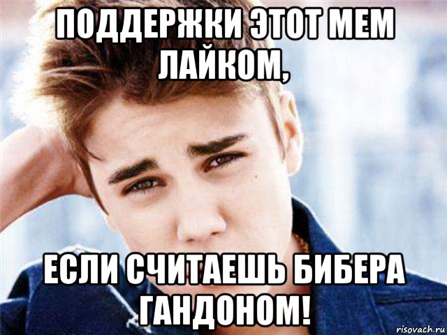 поддержки этот мем лайком, если считаешь бибера гандоном!, Мем  bieberthebest