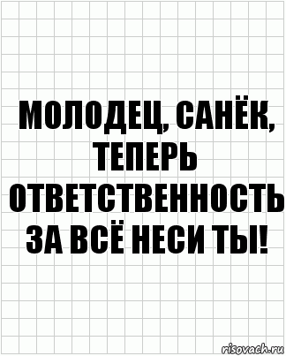 молодец, санёк, теперь ответственность за всё неси ты!, Комикс  бумага