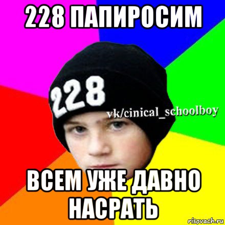 228 папиросим всем уже давно насрать, Мем  Циничный школьник 1