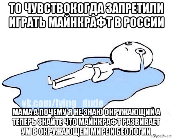 то чувствокогда запретили играть майнкрафт в россии мама а почему я не знаю окружающий а теперь знайте что майнкрафт развивает ум в окружающем мире и беологии, Мем Этот момент когда