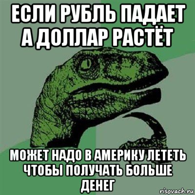 если рубль падает а доллар растёт может надо в америку лететь чтобы получать больше денег, Мем Филосораптор