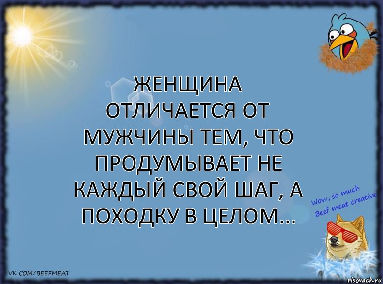 Женщина отличается от мужчины тем, что продумывает не каждый свой шаг, а походку в целом..., Комикс ФОН