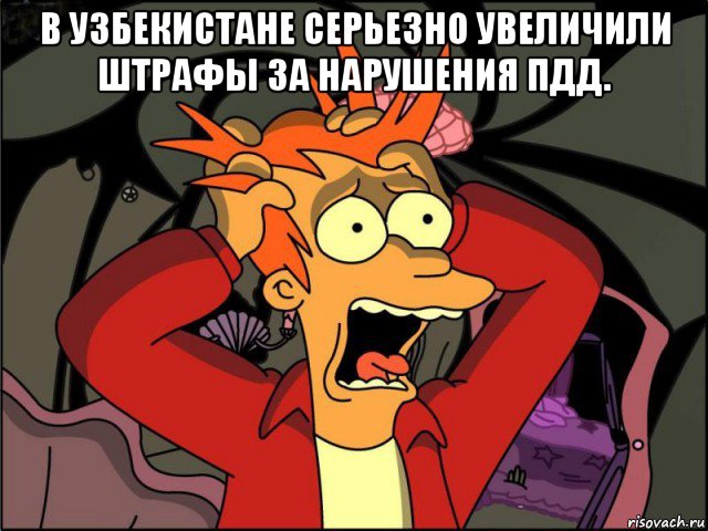 в узбекистане серьезно увеличили штрафы за нарушения пдд. , Мем Фрай в панике