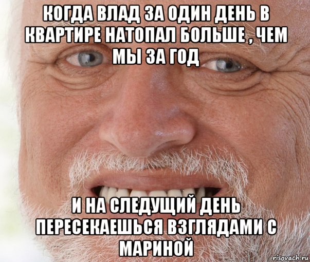 когда влад за один день в квартире натопал больше , чем мы за год и на следущий день пересекаешься взглядами с мариной, Мем Дед Гарольд