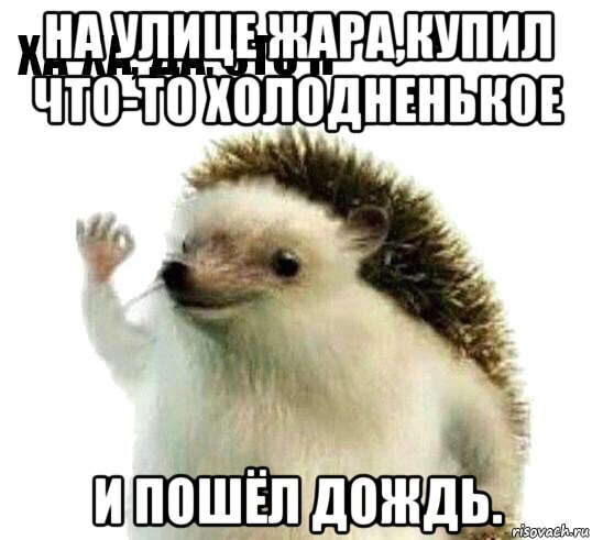 на улице жара,купил что-то холодненькое и пошёл дождь., Мем Ха-ха да это я