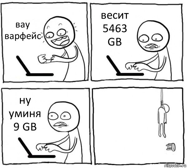 вау варфейс весит 5463 GB ну уминя 9 GB , Комикс интернет убивает