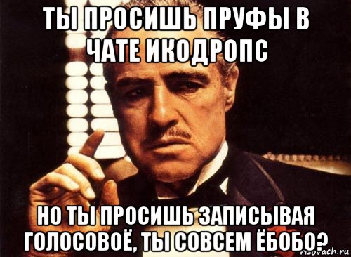 ты просишь пруфы в чате икодропс но ты просишь записывая голосовоё, ты совсем ёбобо?, Мем крестный отец