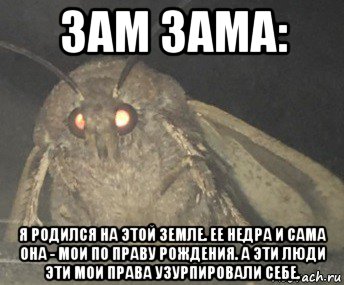 зам зама: я родился на этой земле. ее недра и сама она - мои по праву рождения. а эти люди эти мои права узурпировали себе., Мем Матылёк