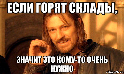 если горят склады, значит это кому-то очень нужно, Мем Нельзя просто так взять и (Боромир мем)