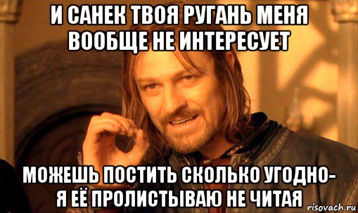 и санек твоя ругань меня вообще не интересует можешь постить сколько угодно- я её пролистываю не читая, Мем Нельзя просто так взять и (Боромир мем)