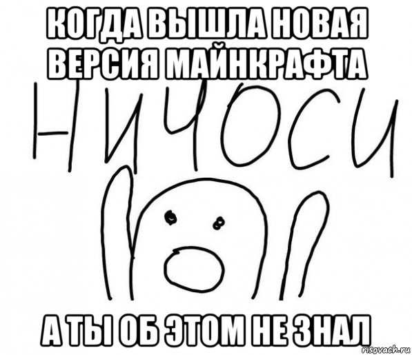 когда вышла новая версия майнкрафта а ты об этом не знал, Мем  Ничоси