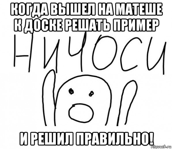 когда вышел на матеше к доске решать пример и решил правильно!, Мем  Ничоси