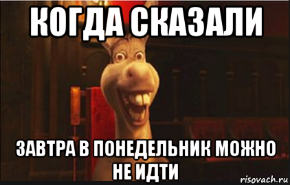 когда сказали завтра в понедельник можно не идти, Мем Осел из Шрека