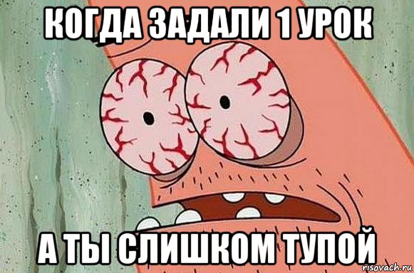 когда задали 1 урок а ты слишком тупой, Мем  Патрик в ужасе