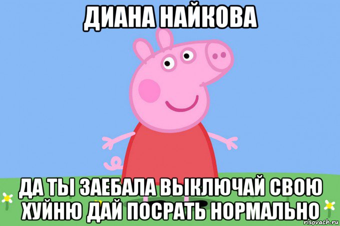 диана найкова да ты заебала выключай свою хуйню дай посрать нормально, Мем Пеппа